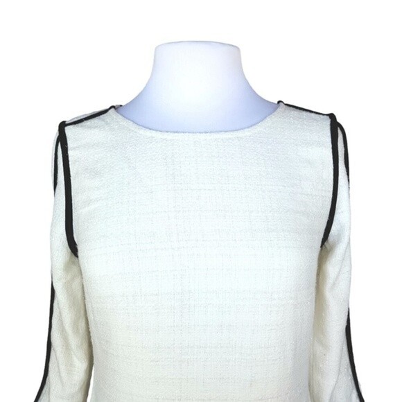 Wells Grace Women's White With Black Trim Glitter Tweed Sheath Dress Size S NWT - Picture 5 of 12